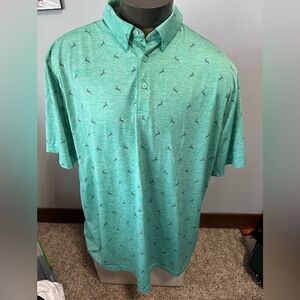 Walter Hagen Mens XXL Reindeer Green Christmas Short Sleeve Polo